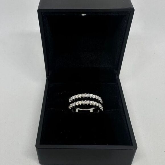 Moissanite Diamond Wedding Ring Enhancer GRA Double Row Band Brilliant Size 8 - Picture 10 of 12